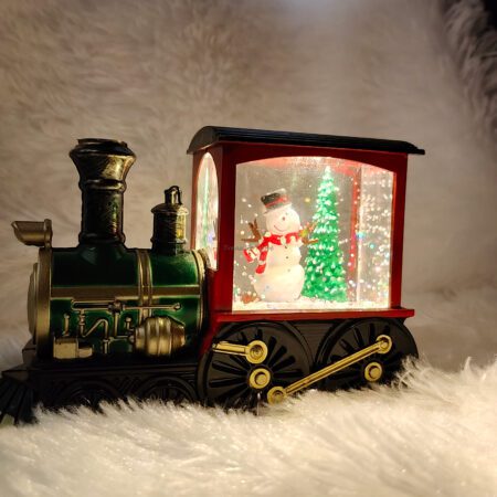 Christmas snowman train LED light décor with glowing cabin