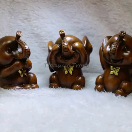 Decorative elephant figurine set of three in premium finish for home décor