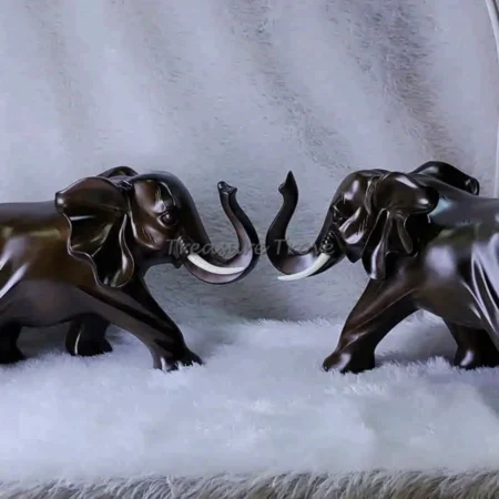 Decorative elephant couple showpiece with premium dark finish for home décor
