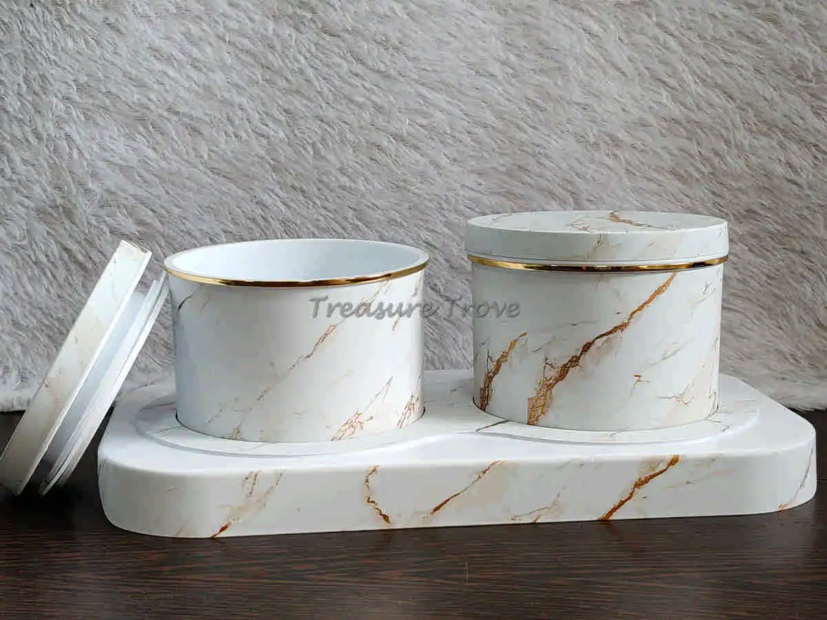 Ivory Storage Jar Set with Tray side