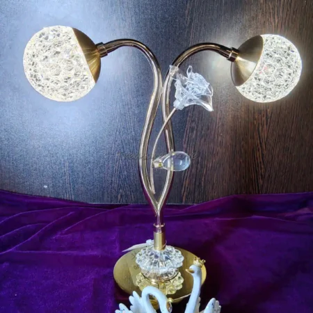 Dual head crystal LED table lamp with warm light mode