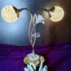 Dual head crystal LED table lamp with gold finish front view