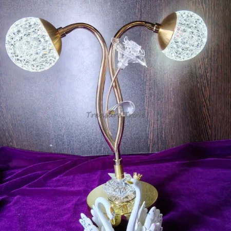 Dual head crystal LED table lamp with white light mode