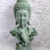 Silent Buddha Shh decorative statue with green stone finish