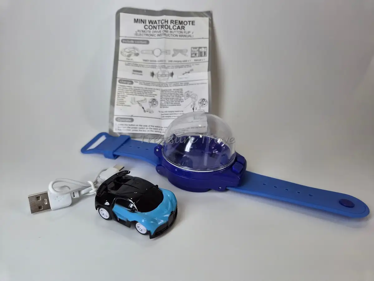 Mini blue and black watch remote control car for kids