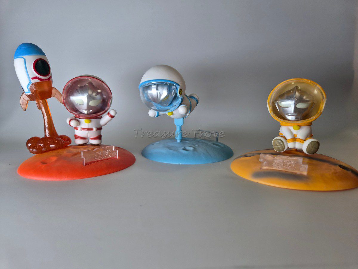 Flying Astronaut Mini Collectible on Blue Planet Base